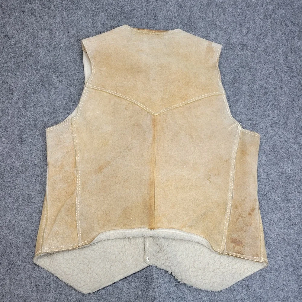 The Fox Leather Shop Vest Mens 42 Brown Sherpa Lined Hunting Prepper Country